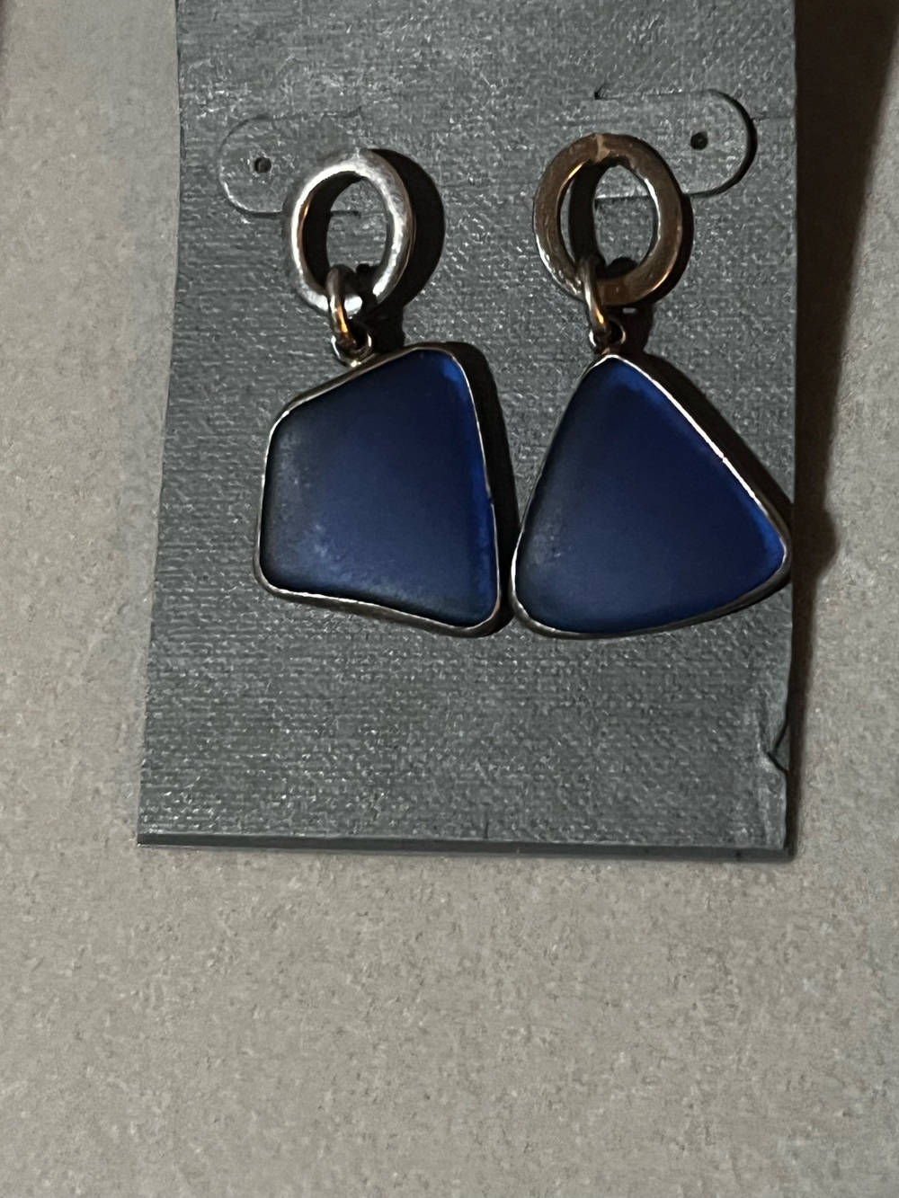 Sea glass earrings Deep Blue Stone Inlays